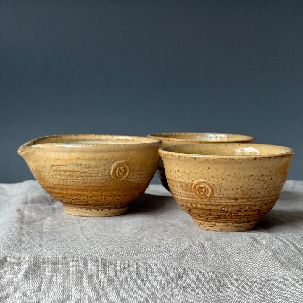 Czarki do herbaty - mame-matchachawan- komplet 3 elementowy - „imbir”