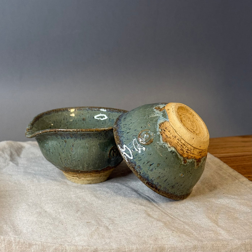 Komplet czarek herbacianych - mame-chawan - „malachitowa łąka”