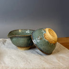 Komplet czarek herbacianych - mame-chawan - „malachitowa łąka”