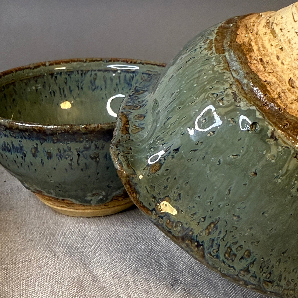 Komplet czarek herbacianych - mame-chawan - „malachitowa łąka”