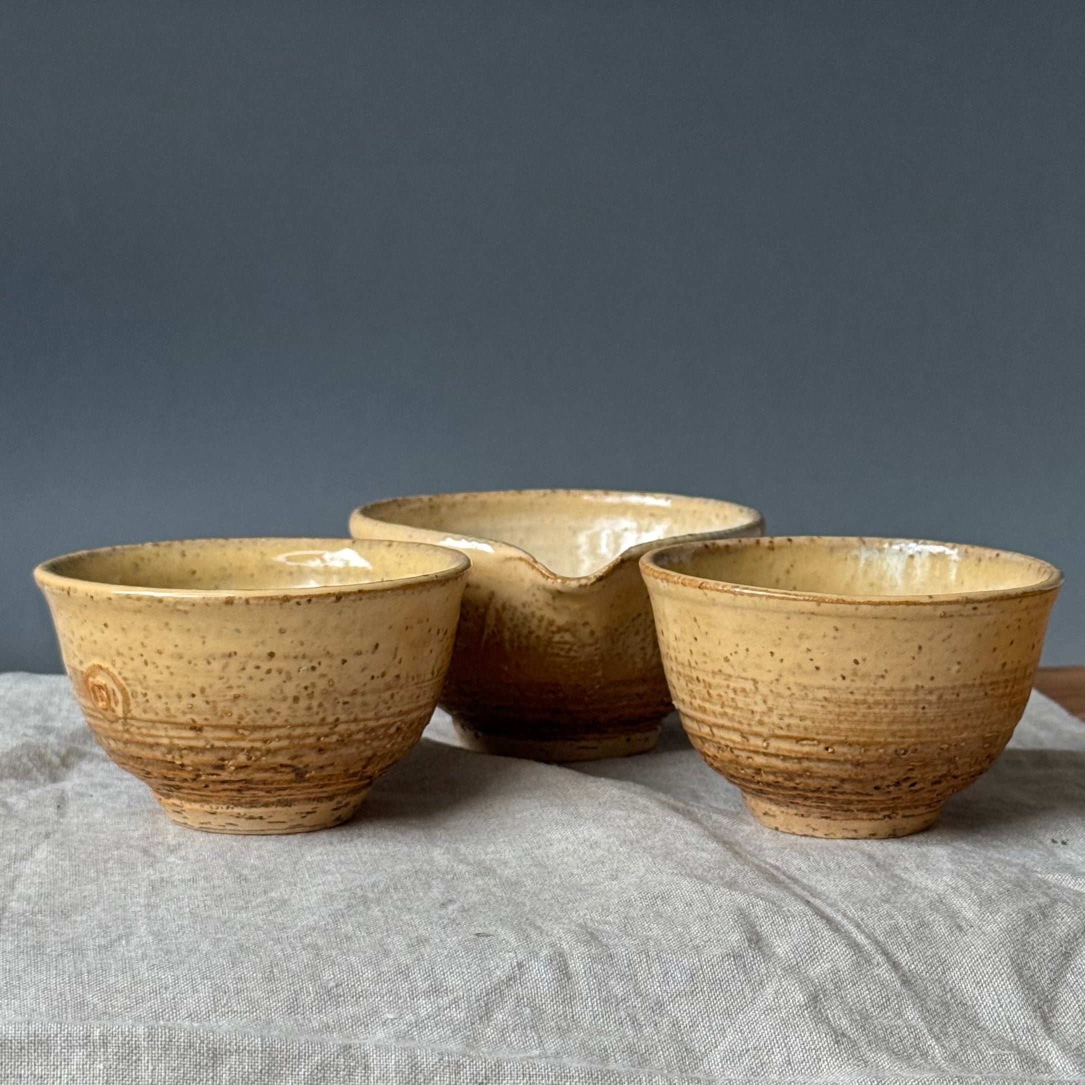 Czarki do herbaty - mame-matchachawan- komplet 3 elementowy - „imbir”