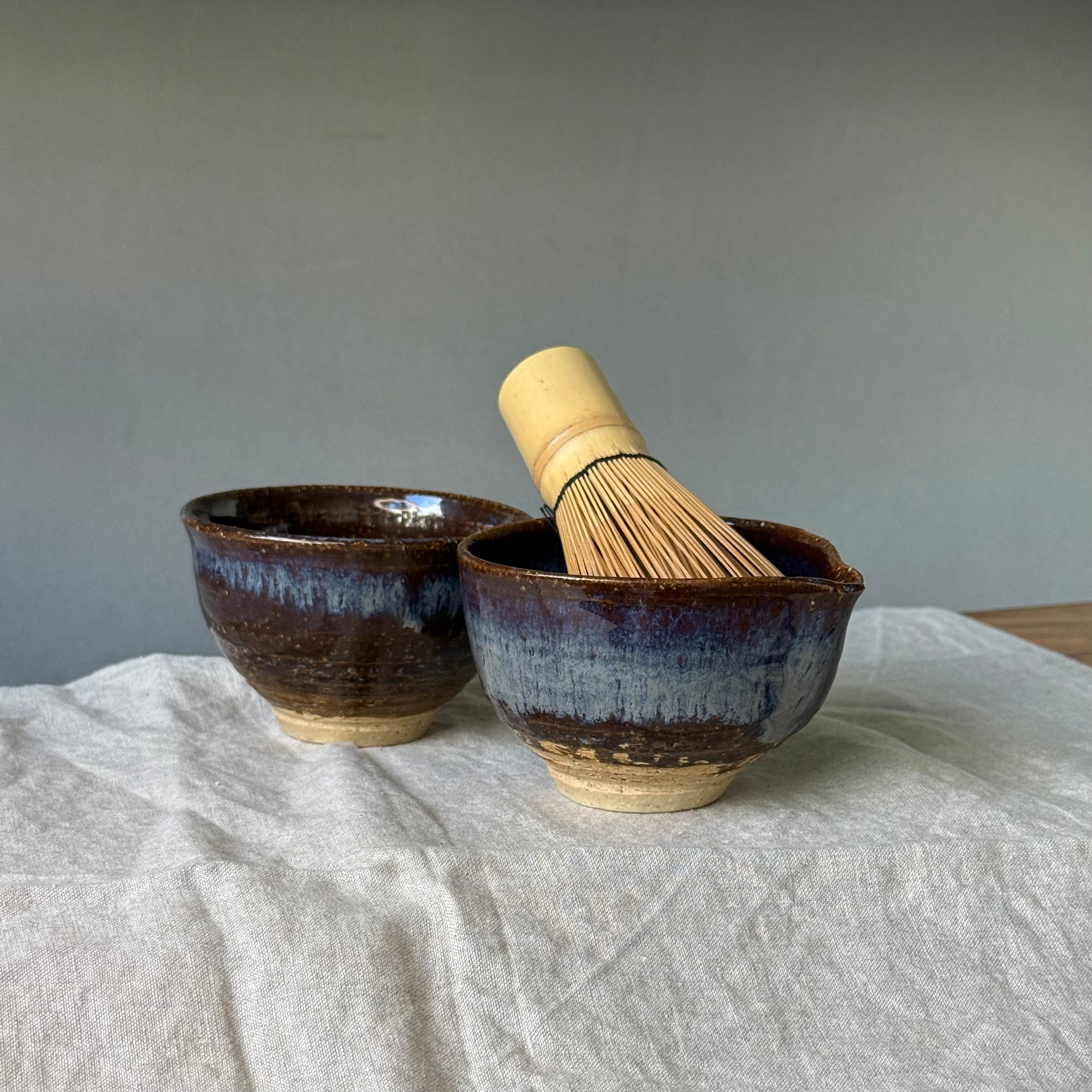 Czarki herbaciane - mame-matchachawan - komplet 2 sztuk - torfowe jezioro”