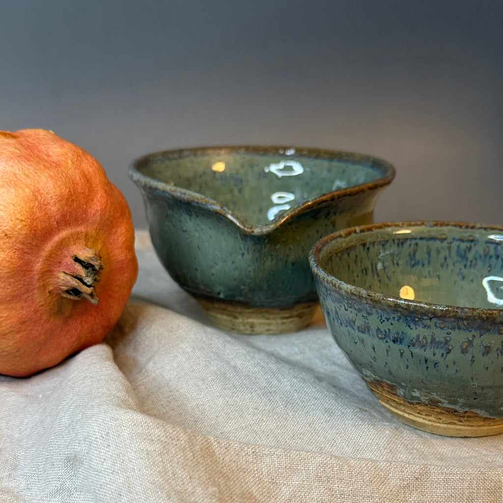 Komplet czarek herbacianych - mame-chawan - „malachitowa łąka”