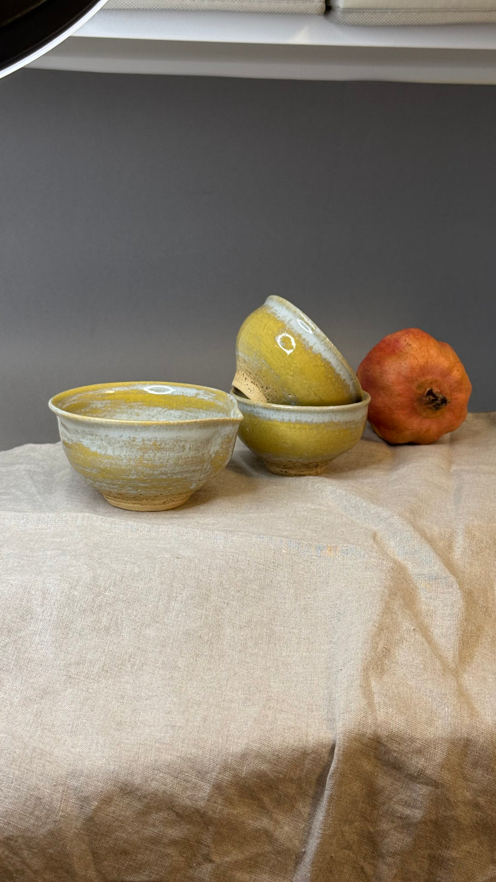 Komplet czarek w kształcie persymony do ceremonii herbaty 3 elementowy