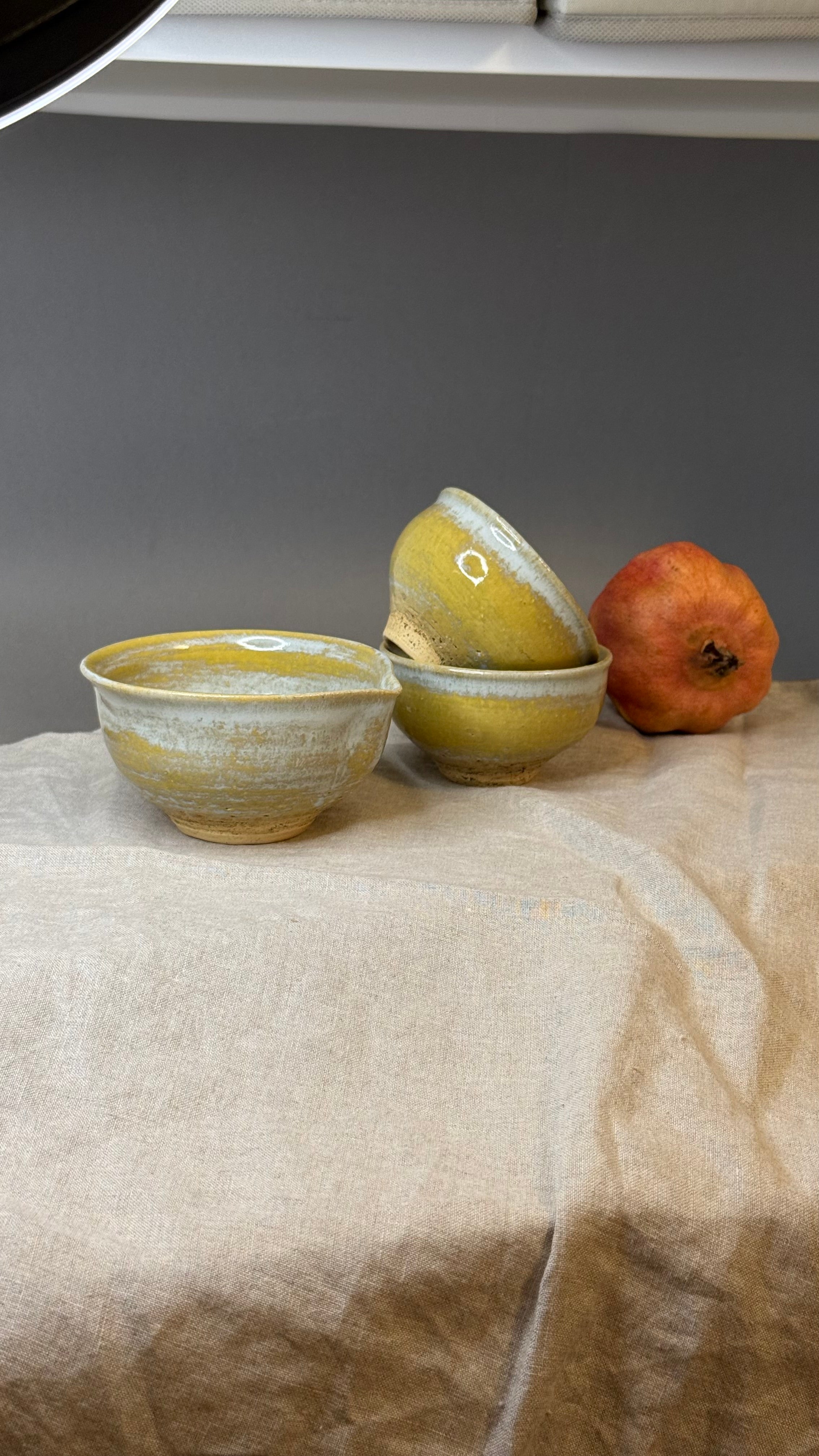 Komplet czarek w kształcie persymony do ceremonii herbaty 3 elementowy