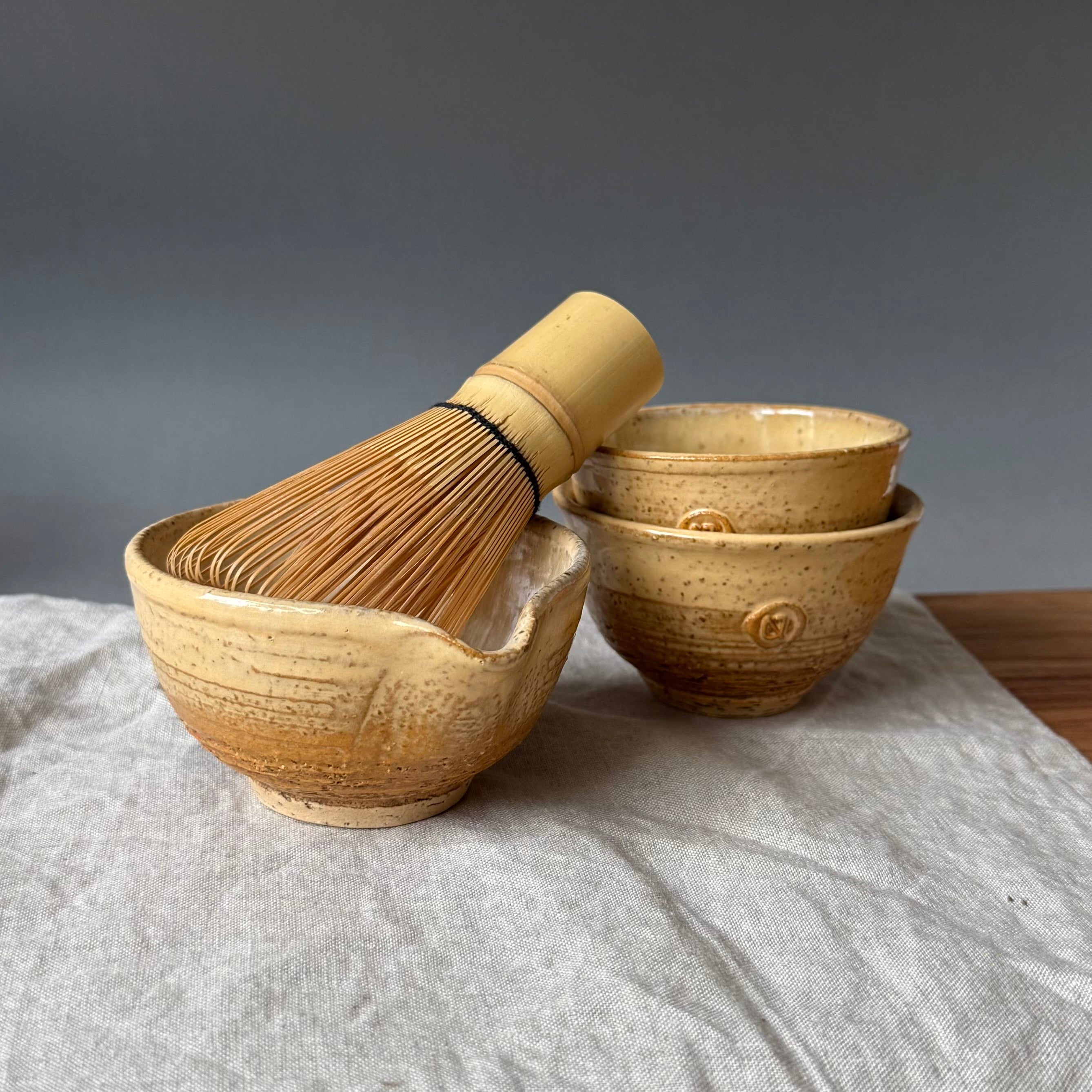 Czarki do herbaty - mame-matchachawan- komplet 3 elementowy - „imbir”