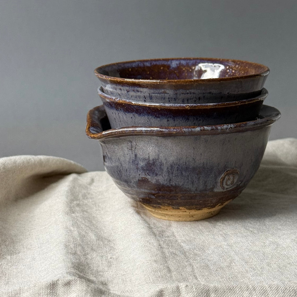 Czarki herbaciane - mame-matchachawan „torfowe jezioro” - komplet 3 elementowy