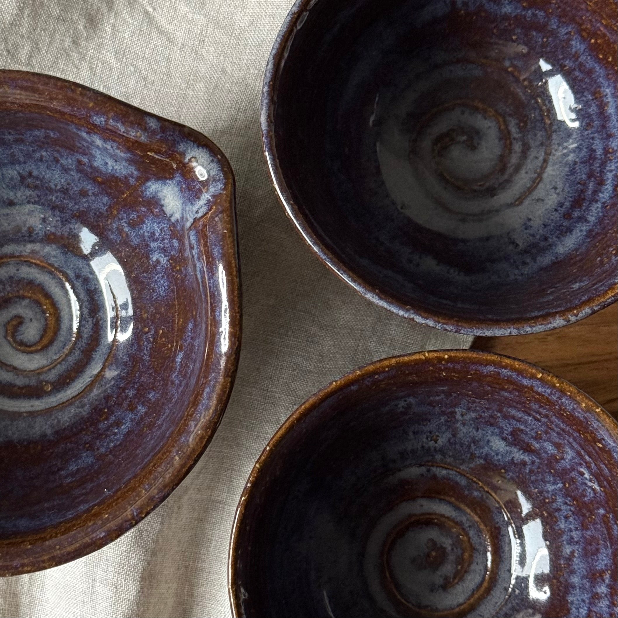 Czarki herbaciane - mame-matchachawan „torfowe jezioro” - komplet 3 elementowy