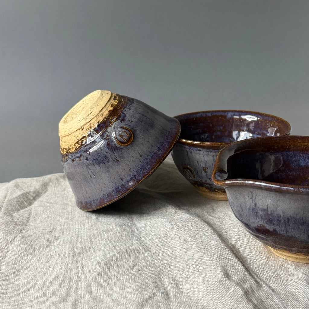 Czarki herbaciane - mame-matchachawan „torfowe jezioro” - komplet 3 elementowy