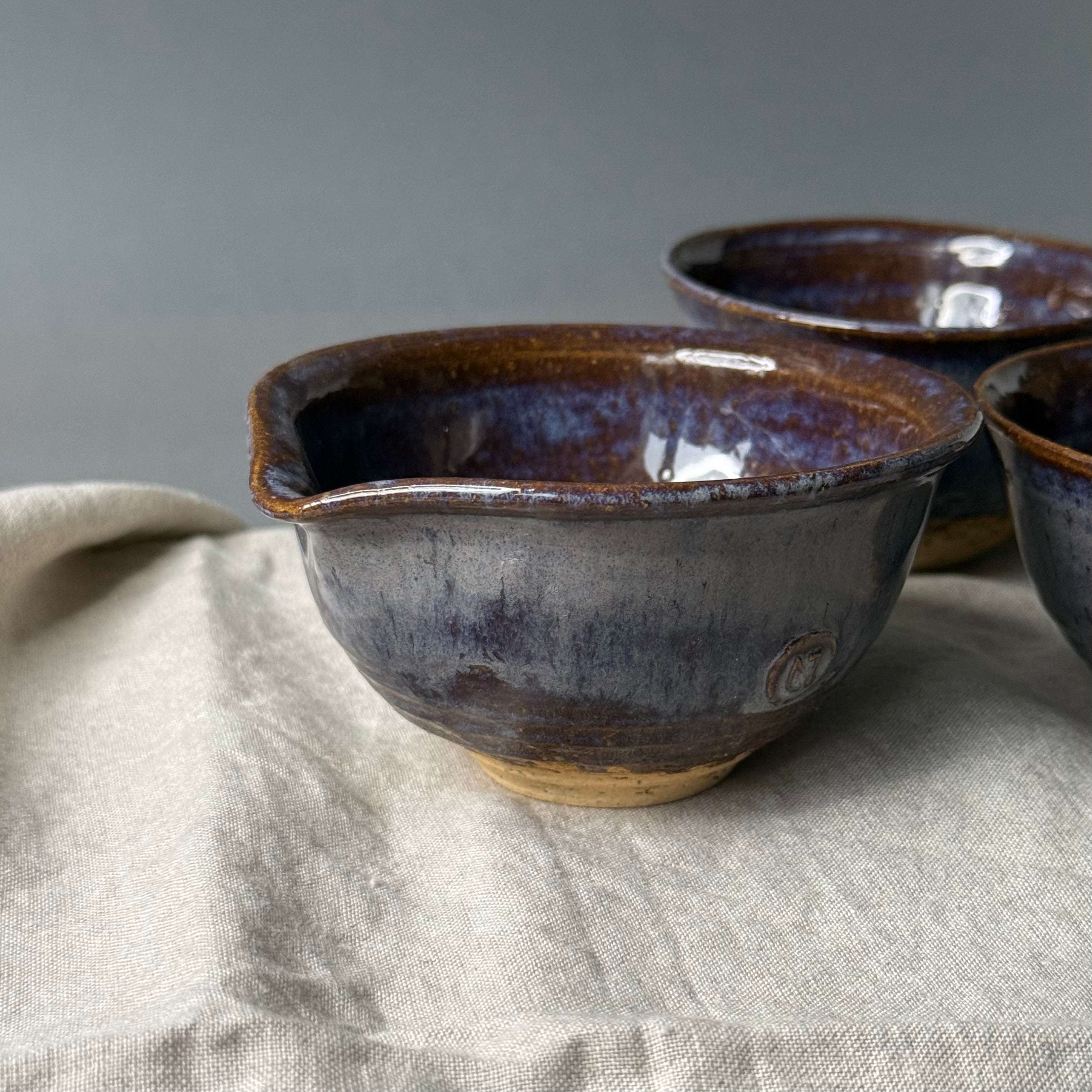 Czarki herbaciane - mame-matchachawan „torfowe jezioro” - komplet 3 elementowy