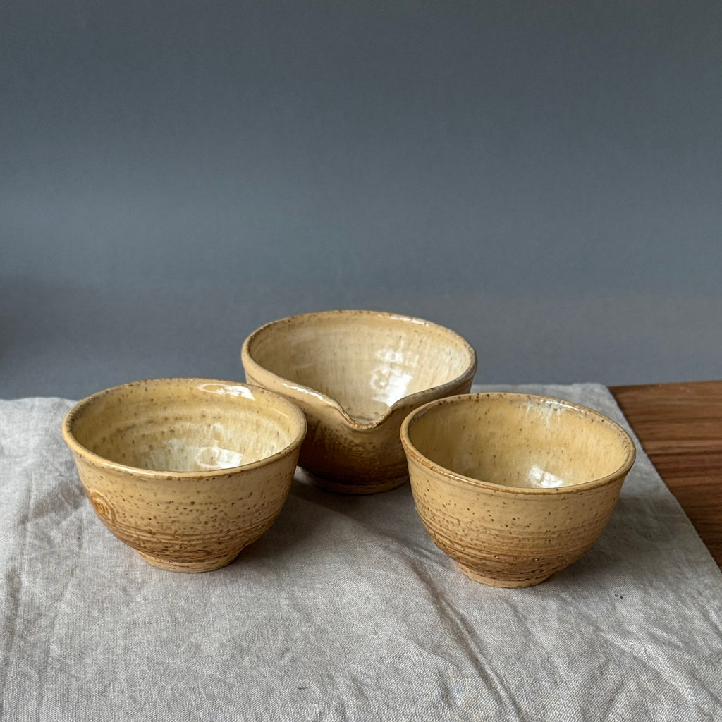 Czarki do herbaty - mame-matchachawan- komplet 3 elementowy - „imbir”