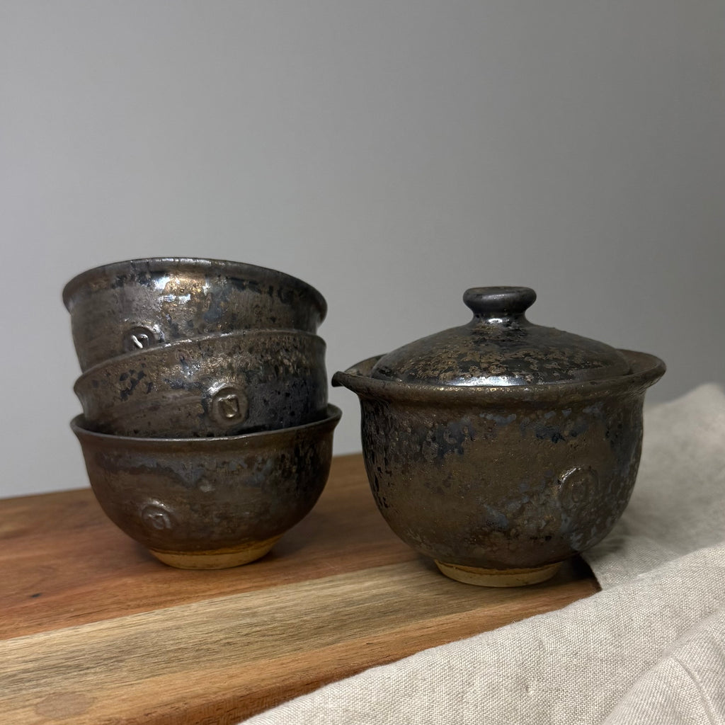 Autorska, sygnowana ceramika handmade - zestaw do ceremonii herbaty chanoyu