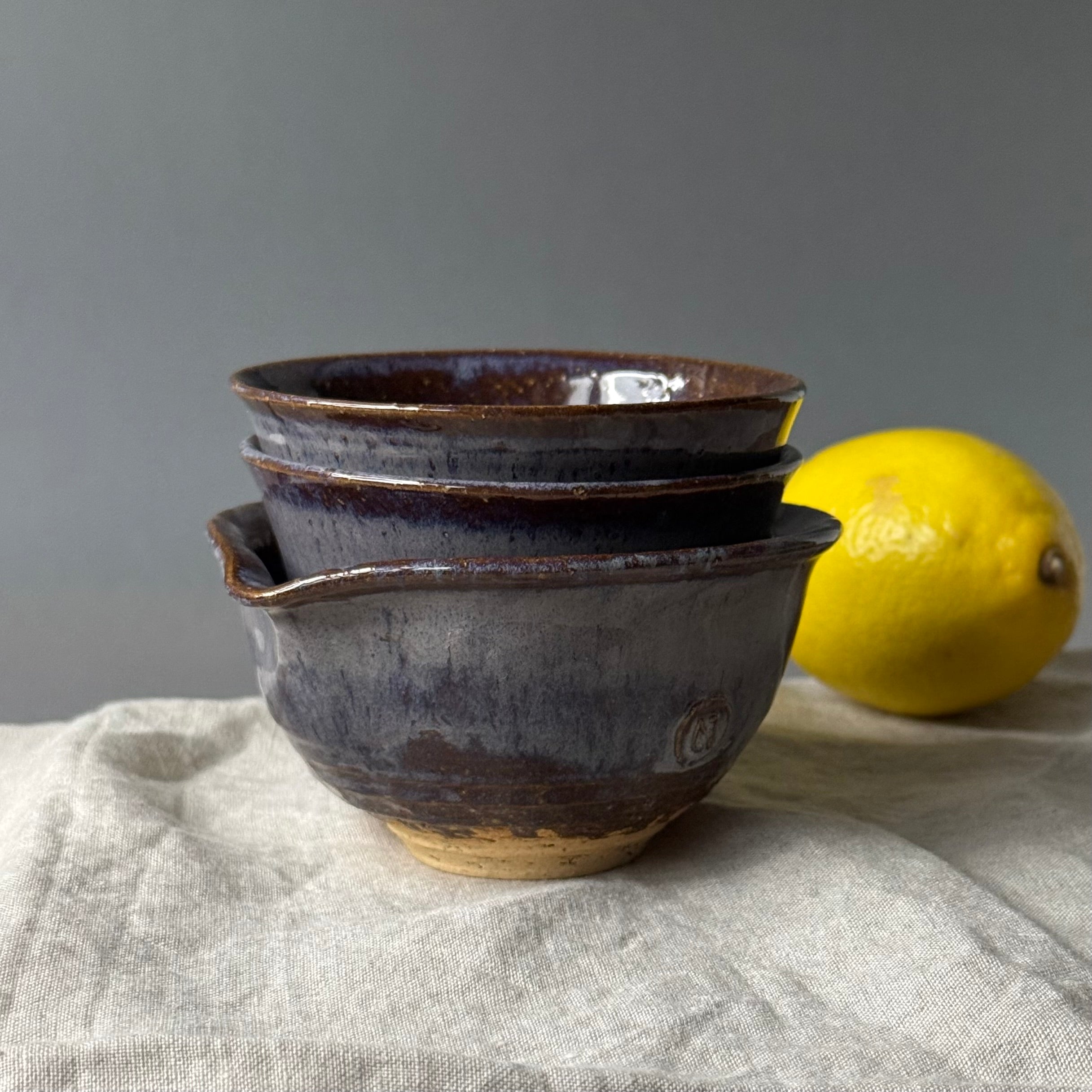 Czarki herbaciane - mame-matchachawan „torfowe jezioro” - komplet 3 elementowy