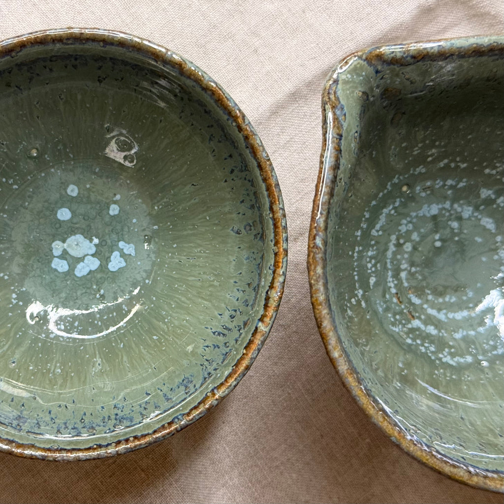 Komplet czarek herbacianych - mame-chawan - „malachitowa łąka”